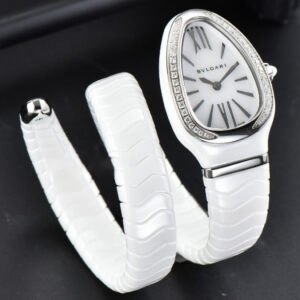 Serpenti Spiga SS 35MM BVF White Ceramic White Dial Diamond Bezel Quartz - Image 10