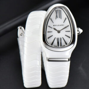 Serpenti Spiga SS 35MM BVF White Ceramic White Dial Quartz