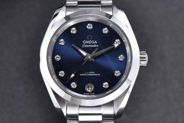 Aqua Terra 150M Ladies VSF 34MM Blue Dial Diamond Marker SS Bracelet A8800