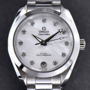 Aqua Terra 150M Ladies VSF 34MM White Dial Diamond Marker SS Bracelet A8800