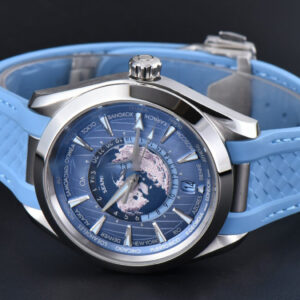 Aqua Terra 150m GMT Worldtimer 43mm VSF Ice Blue Dial Light Blue Rubber Strap A8938 - Image 9