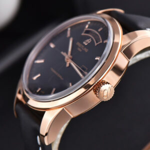 Transocean Day & Date V7F 43MM RG Black Dial Black Leather Strap Clone CA145 - Image 7