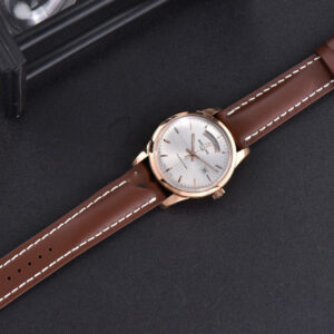 Transocean Day & Date V7F 43MM RG Silver Dial Brown Leather Strap Clone CA145 - Image 7