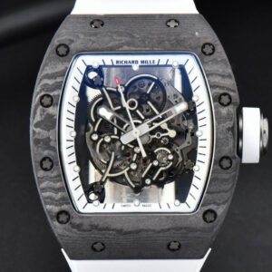 RM055 42.7mm Bubba Watson ZF Black NTPT White Skeleton Dial White Rubber Strap NH05