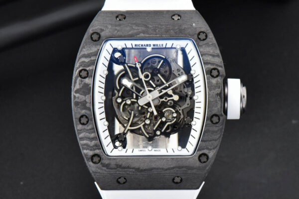 RM055 42.7mm Bubba Watson ZF Black NTPT White Skeleton Dial White Rubber Strap NH05