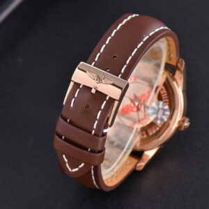 Transocean Day & Date V7F 43MM RG Silver Dial Brown Leather Strap Clone CA145 - Image 18