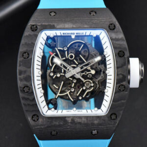 RM055 42.7mm Bubba Watson ZF Black NTPT White Skeleton Dial Blue Rubber Strap NH05