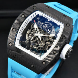 RM055 42.7mm Bubba Watson ZF Black NTPT White Skeleton Dial Blue Rubber Strap NH05 - Image 3