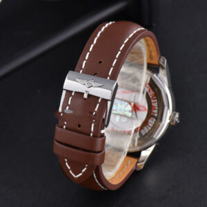 Transocean Day & Date V7F 43MM Silver Dial Brown Leather Strap Clone CA145 - Image 7