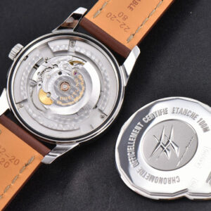 Transocean Day & Date V7F 43MM Silver Dial Brown Leather Strap Clone CA145 - Image 15