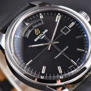 Transocean Day & Date V7F 43MM Black Dial Black Leather Strap Clone CA145 - Image 10