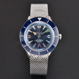 SuperOcean Heritage 42mm SS GF Blue Ceramic Blue Dial Rainbow Marker Mesh Bracelet A2824 - Image 15