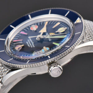SuperOcean Heritage 42mm SS GF Blue Ceramic Blue Dial Rainbow Marker Mesh Bracelet A2824 - Image 23