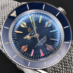 SuperOcean Heritage 42mm SS GF Blue Ceramic Blue Dial Rainbow Marker Mesh Bracelet A2824 - Image 24