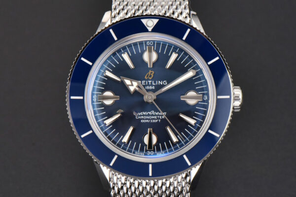 SuperOcean Heritage 42mm SS GF Blue Ceramic Blue Dial Mesh Bracelet A2824