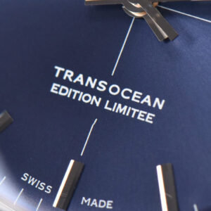 Transocean Day & Date V7F 43MM Blue Dial Black Leather Strap Clone CA145 - Image 15