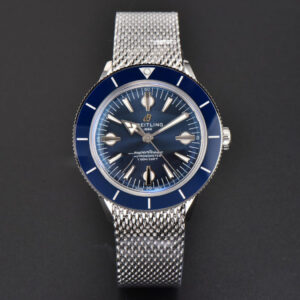 SuperOcean Heritage 42mm SS GF Blue Ceramic Blue Dial Mesh Bracelet A2824 - Image 18