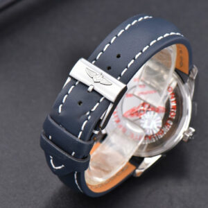 Transocean Day & Date V7F 43MM Blue Dial Black Leather Strap Clone CA145 - Image 22