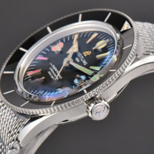 SuperOcean Heritage 42mm SS GF Black Ceramic Black Dial Rainbow Marker Mesh Bracelet A2824 - Image 26