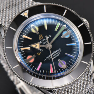SuperOcean Heritage 42mm SS GF Black Ceramic Black Dial Rainbow Marker Mesh Bracelet A2824 - Image 27