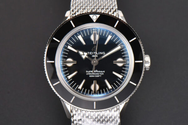 SuperOcean Heritage 42mm SS GF Black Ceramic Black Dial Mesh Bracelet A2824