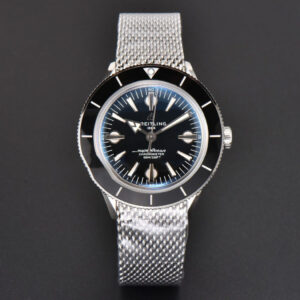 SuperOcean Heritage 42mm SS GF Black Ceramic Black Dial Mesh Bracelet A2824 - Image 18