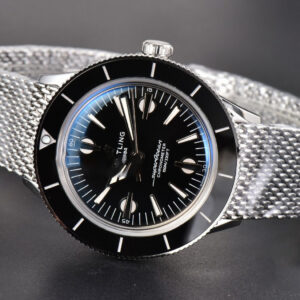 SuperOcean Heritage 42mm SS GF Black Ceramic Black Dial Mesh Bracelet A2824 - Image 28