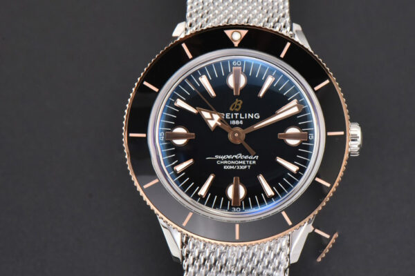 SuperOcean Heritage 42mm RG/SS GF Black Ceramic Black Dial Mesh Bracelet A2824