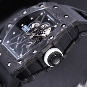 RM035-02 KVF Skeleton Dial White on Black Rubber Strap MIYOTA8215 V3 - Image 4