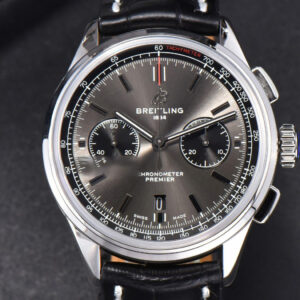 Premier B01 Chrono GF 42MM Gray Dial Black Leather Strap A7750