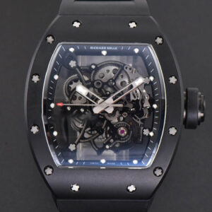RM055 Real Ceramic 47.5mm BBR Skeleton Dial Silver Hands Black Rubber Strap RMUL2