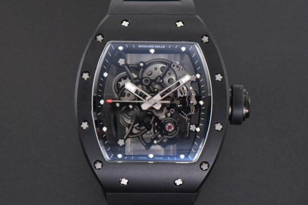 RM055 Real Ceramic 47.5mm BBR Skeleton Dial Silver Hands Black Rubber Strap RMUL2