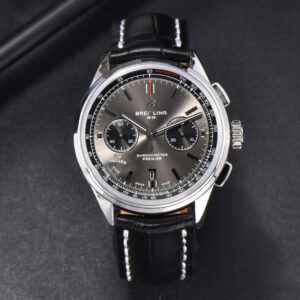 Premier B01 Chrono GF 42MM Gray Dial Black Leather Strap A7750 - Image 6