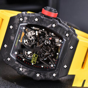 RM035-02 KVF Skeleton Dial Red on Yellow Rubber Strap MIYOTA8215 V3 - Image 8
