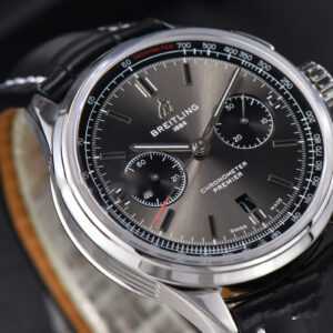 Premier B01 Chrono GF 42MM Gray Dial Black Leather Strap A7750 - Image 14