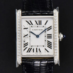 Tank Must Large 33.7×25.5mm Diamond K11F White Dial Black Croc Strap Quartz