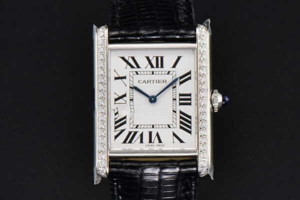 Tank Must Large 33.7×25.5mm Diamond K11F White Dial Black Croc Strap Quartz