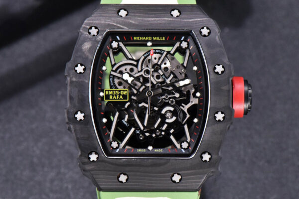RM035-02 KVF Skeleton Dial Red on Green Camouflage Rubber Strap MIYOTA8215 V3