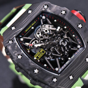 RM035-02 KVF Skeleton Dial Red on Green Camouflage Rubber Strap MIYOTA8215 V3 - Image 5