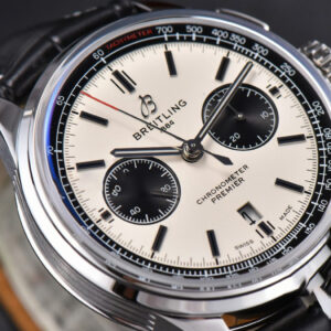 Premier B01 Chrono GF 42MM White Dial Black Subdial Black Leather Strap A7750 - Image 19