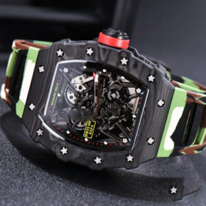 RM035-02 KVF Skeleton Dial Red on Green Camouflage Rubber Strap MIYOTA8215 V3 - Image 8