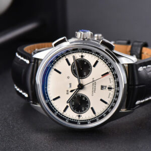 Premier B01 Chrono GF 42MM White Dial Black Subdial Black Leather Strap A7750 - Image 20