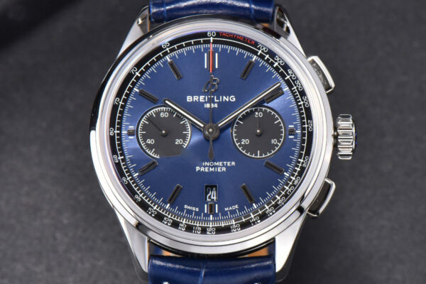 Premier B01 Chrono GF 42MM Blue Dial Blue Leather Strap A7750