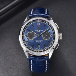 Premier B01 Chrono GF 42MM Blue Dial Blue Leather Strap A7750 - Image 6