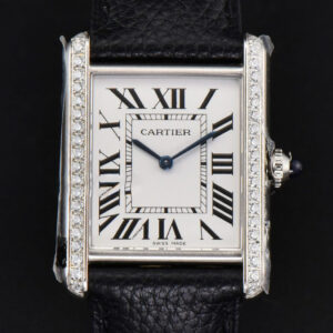 Tank Must Large 33.7×25.5mm Diamond K11F White Dial Black Litchi Grained Strap Quartz - Image 2