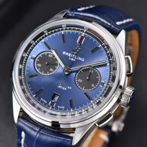 Premier B01 Chrono GF 42MM Blue Dial Blue Leather Strap A7750 - Image 7