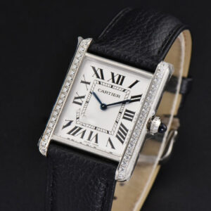 Tank Must Large 33.7×25.5mm Diamond K11F White Dial Black Litchi Grained Strap Quartz - Image 12