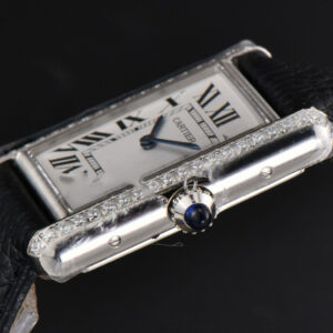 Tank Must Large 33.7×25.5mm Diamond K11F White Dial Black Litchi Grained Strap Quartz - Image 17