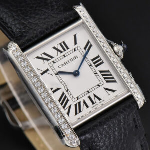 Tank Must Large 33.7×25.5mm Diamond K11F White Dial Black Litchi Grained Strap Quartz - Image 18