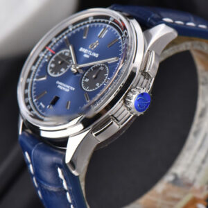 Premier B01 Chrono GF 42MM Blue Dial Blue Leather Strap A7750 - Image 14